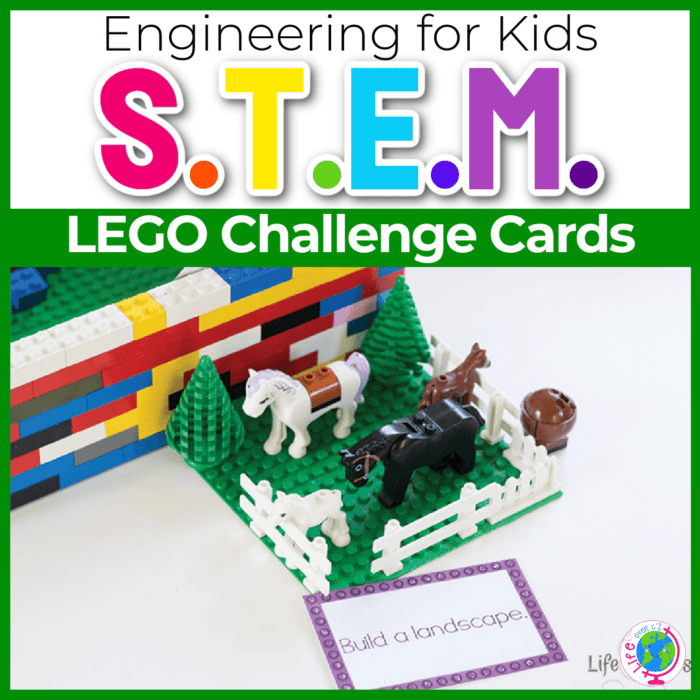 LEGO STEM challenge cards for building