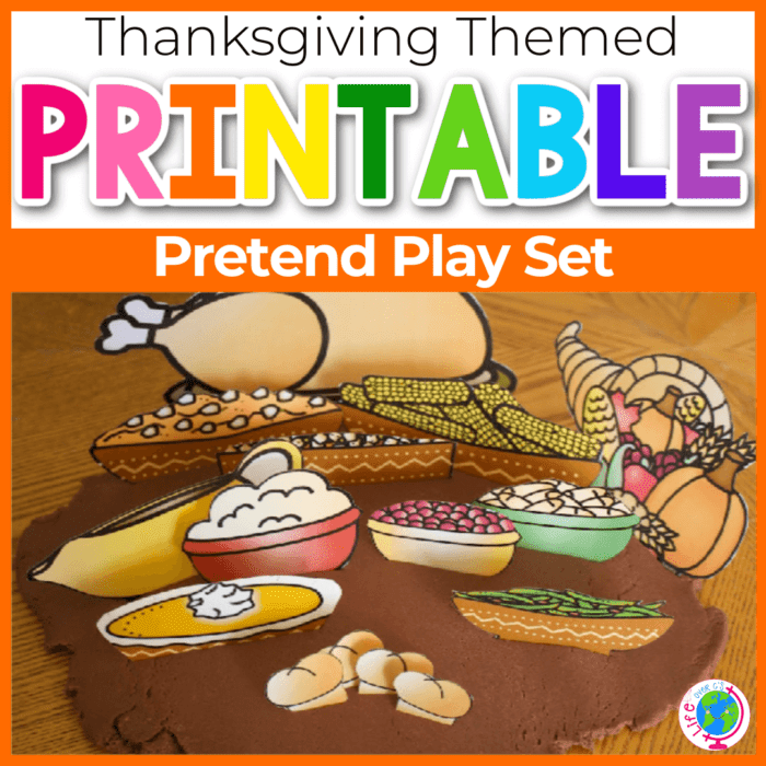 thanksgiving pretend play set for play dough and sensory bin printable