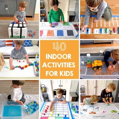 Eight indoor activity images for kids to play outside.