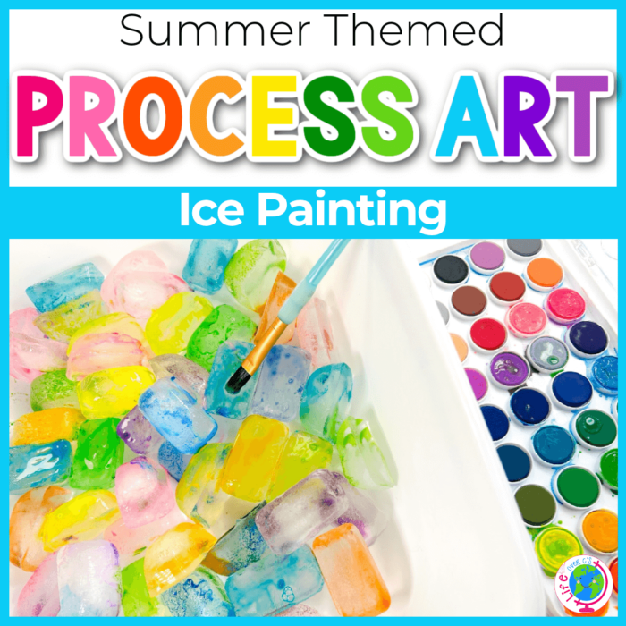 Summer process art activity for kids. Learn how to paint ice cubes.