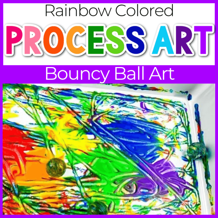 rainbow bouncy ball painting process art for kids