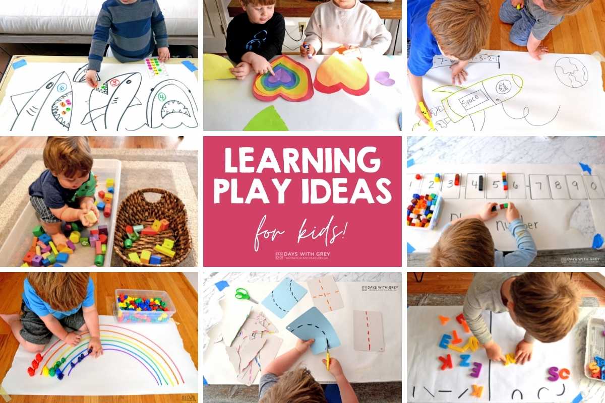 learning play ideas in white text