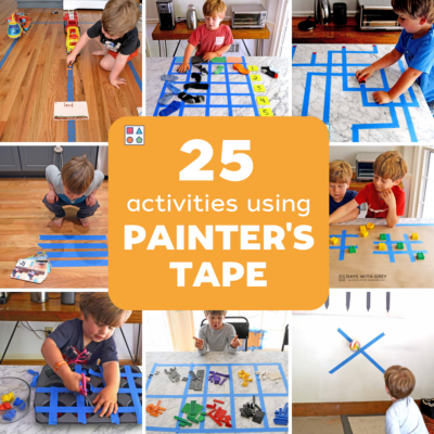 Kid activities using painter's tape.
