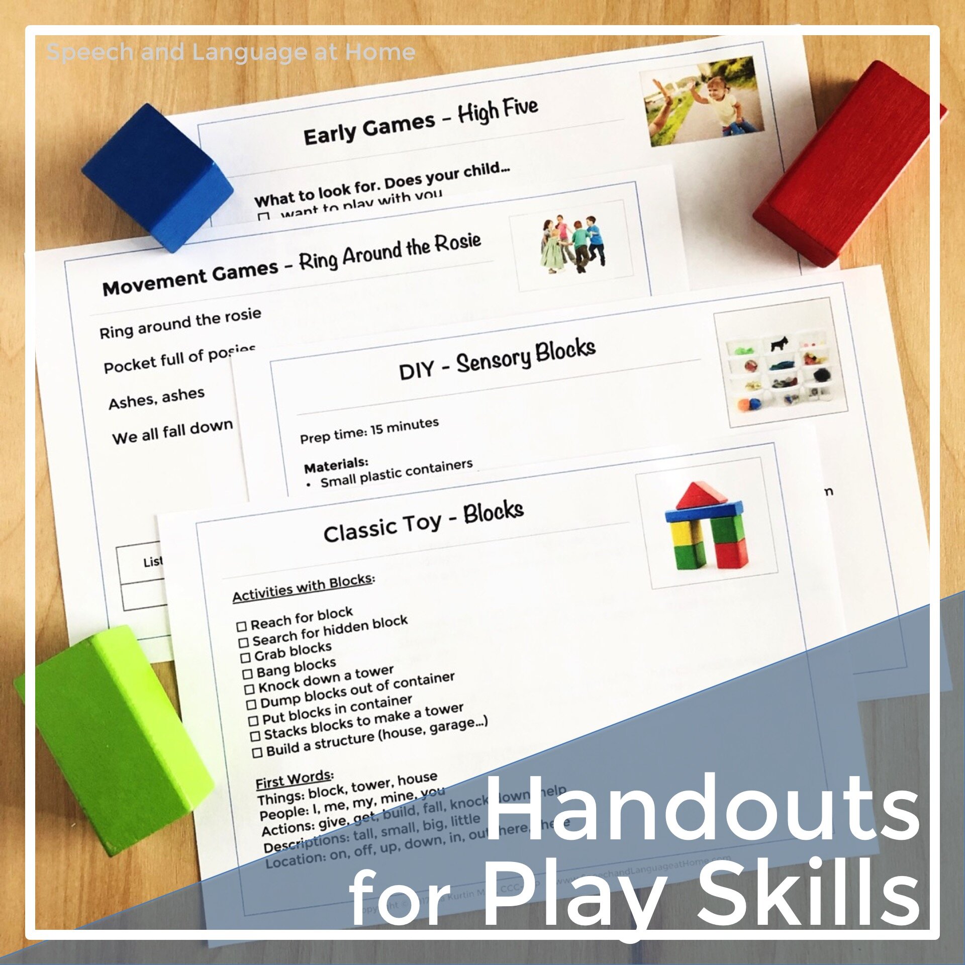 Handouts for Play Skills Early Intervention Speech Therapy Activities