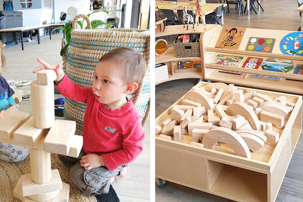 child playing blocks