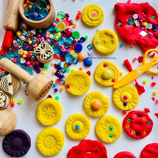 Playdough biscuits play using loose parts