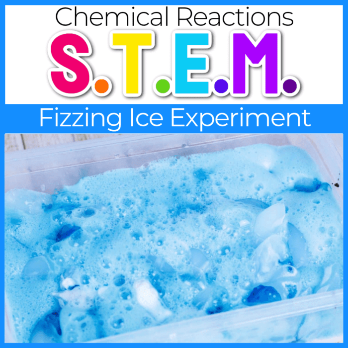 fizzing ice baking soda and vinegar science experiment for kids with ice featured image