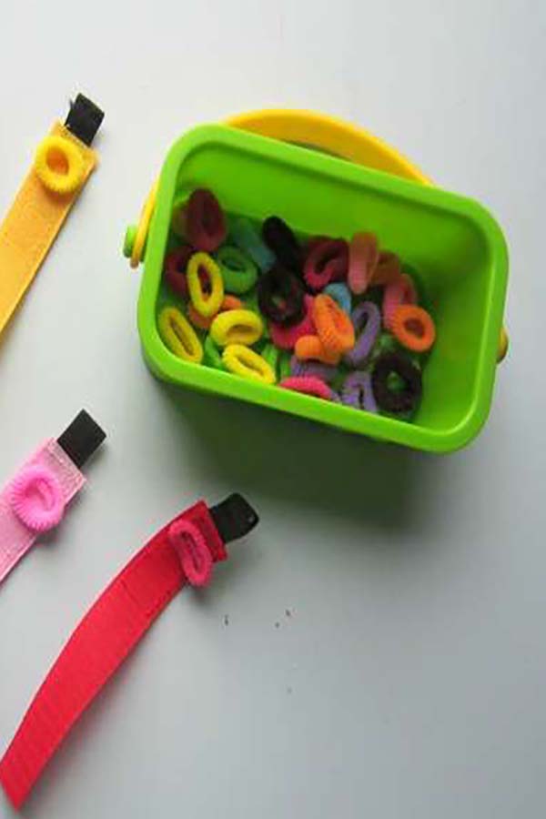 This bucket of velcro strips holds the potential for connecting schema play