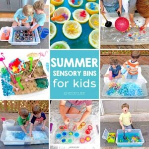 Collection of the best summer sensory bins for kids.