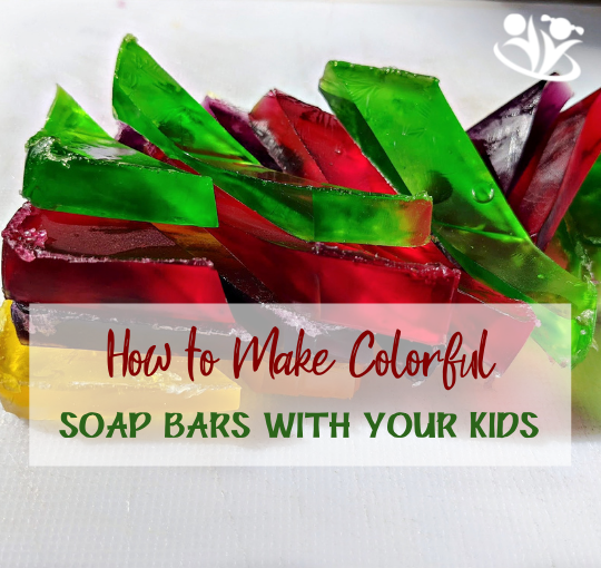 These colorful soap bars are a fun way to spend an hour with your children, learn some science, and mark the arrival of spring in your house. #STEAM #scienceforkids #handsonlearning #kidsactivities #laughingkidslearn #kidminds