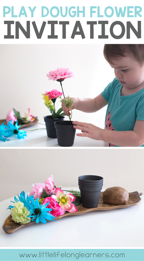 Play dough flower arrangement invitation | imaginative play for toddlers and preschool students | learning through play | hands-on play based learning | fine motor skills | Australian teachers, home schooling, tot school |
