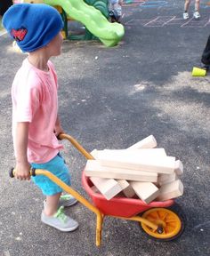 Children with a transporting schema are interested in transporting themselves and objects from one place to another.