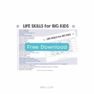 List of life skills for ages 6-10.