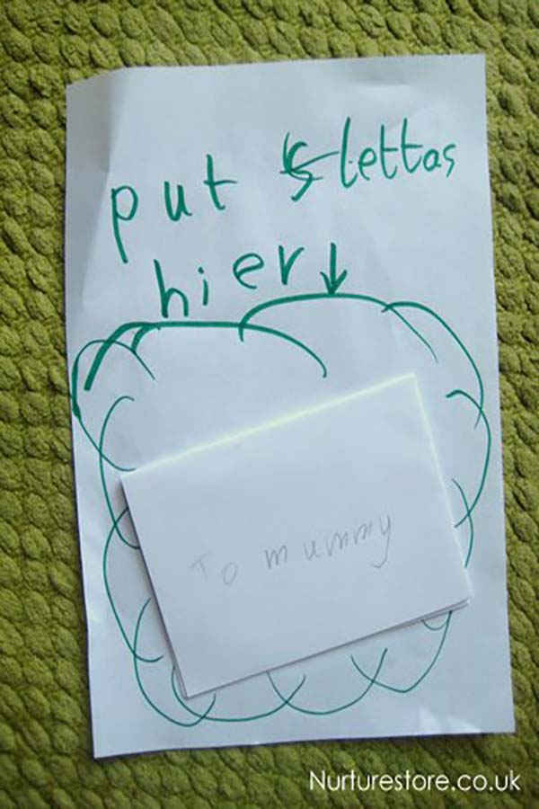 An envelope is an obvious way to engage enveloping schema play
