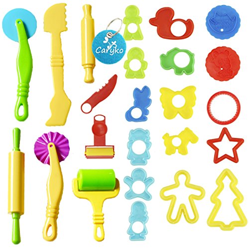 Caryko Smart Dough Tools Kit with Models and Molds, Set of 24, Animals
