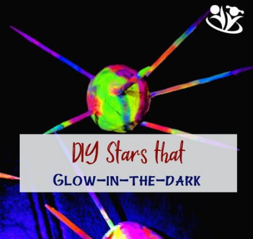 DIY stars that glow in the dark are fun and easy to make. All you need is playdough, toothpicks, and glow-in-the-dark paints.   #stars #spacecraft #learningthroughplay