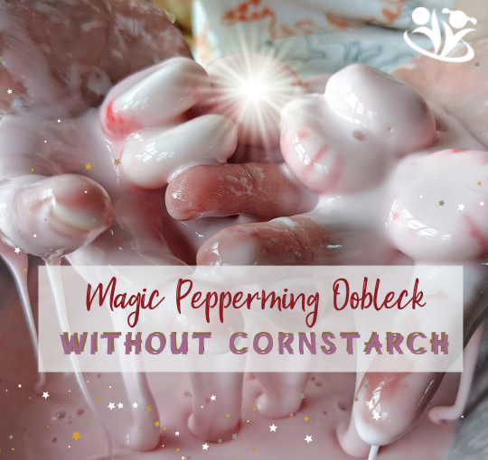 This magic peppermint oobleck was made without cornstarch. It's my favorite type of science activity: low effort, huge reward. #kidsactivities #STEM #kidminds #science4kids