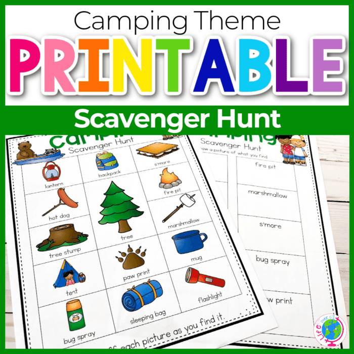 Add a scavenger hunt to your camping trip with the free camping scavenger hunt printable.