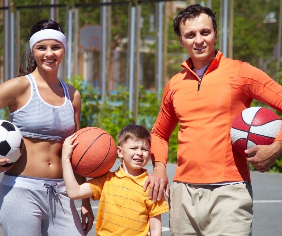 Playing sports is a great family bonding activity for the whole family. 