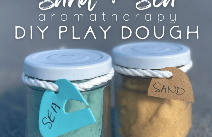 DIY Sand + Sea Aromatherapy Play Dough - free printable recipe + video from Living Porpoisefully