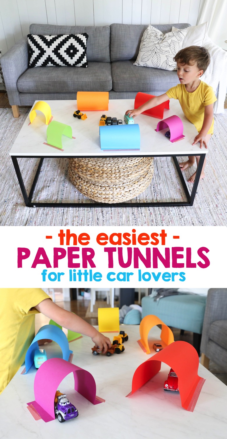 The Easiest Paper Tunnels for Little Car Lovers | Mama Papa Bubba
