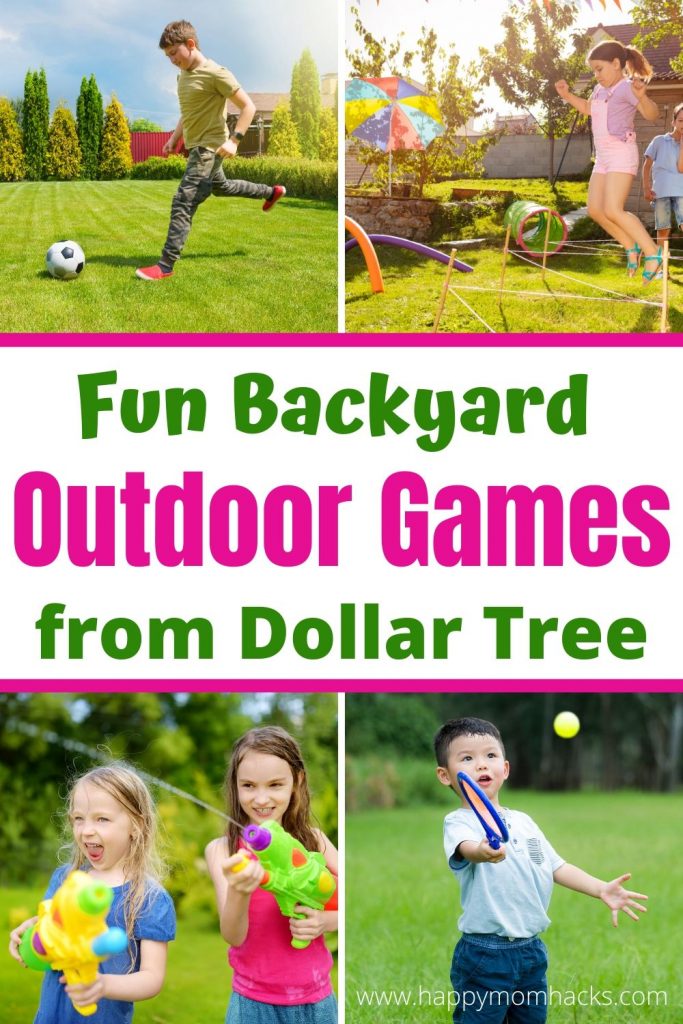 Dollar Tree Outdoor games for kids in your backyard. Cheap kids activities to keep kids busy outside and off electronics. Boredom busting games they'll want to play over & over. Plus their super easy to make without out spending tons of money. #outdoorgames #gamesforkids #kidsgames #kidsactivities #Dollartree