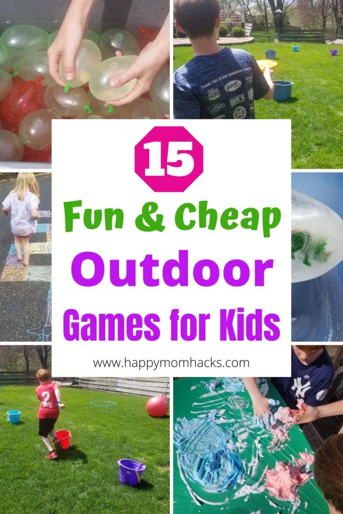 Fun Outdoor Games for Kids in your Backyard with Dollar Tree items. DIY kids activities to entertain your kids at home. Chalk games, relay races, water balloons, crafts and more. 