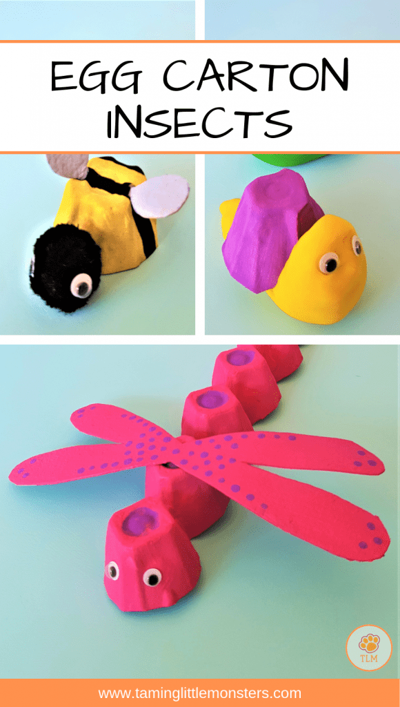 Egg carton insect crafts for kids.
