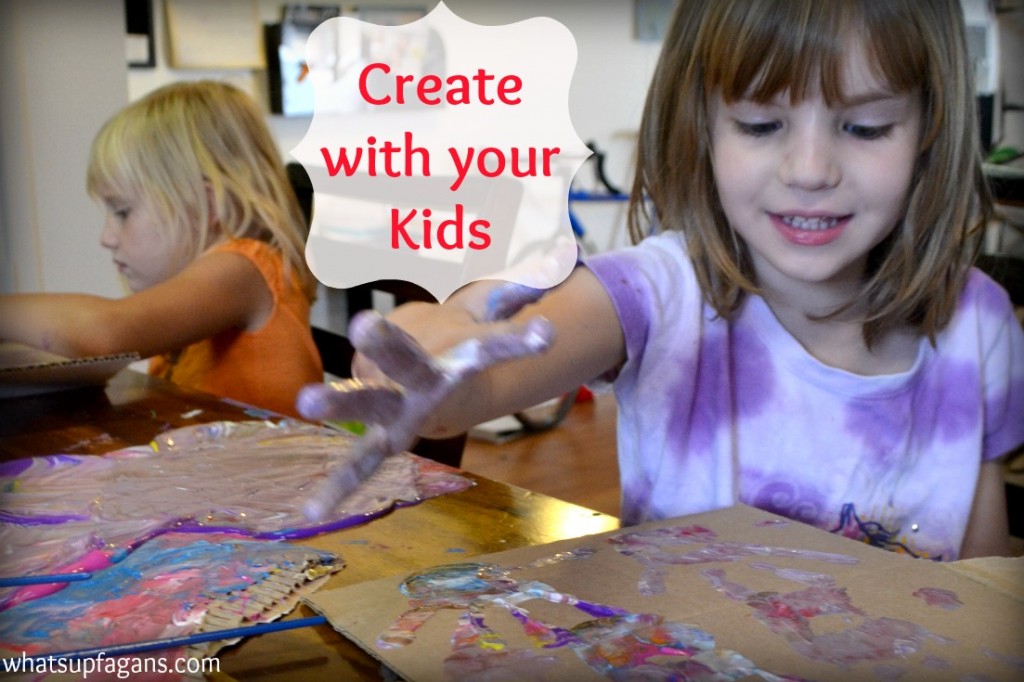 Don't just set up craft time or art time with your kids. Do it with them! They will think you are a totally awesome mom.