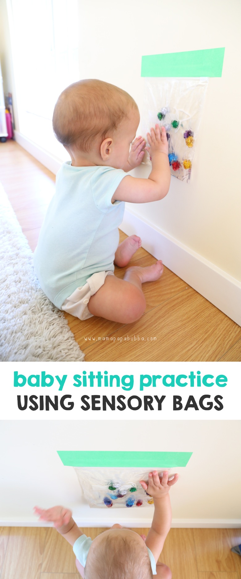 Baby Sitting Practice Using Sensory Bags | Mama Papa Bubba
